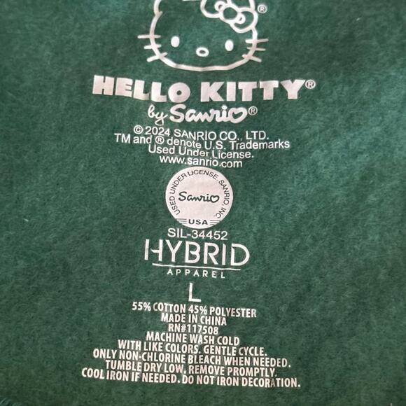 HELLO KITTY NWT CROPPED SWEATSHIRT FRONT DESIGN ATHLETIC DEPT PINE GREEN  LARGE - Picture 3 of 7